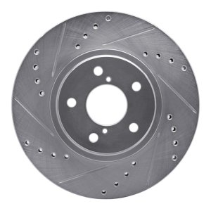 Saab 9-2X Brake Rotor (1) - Front Left - R1 Concepts - Drilled & Slotted - Silver - `90-`16